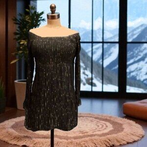 Flying Tomato Off Shoulder Empire Waist Bell Sleeve Dress